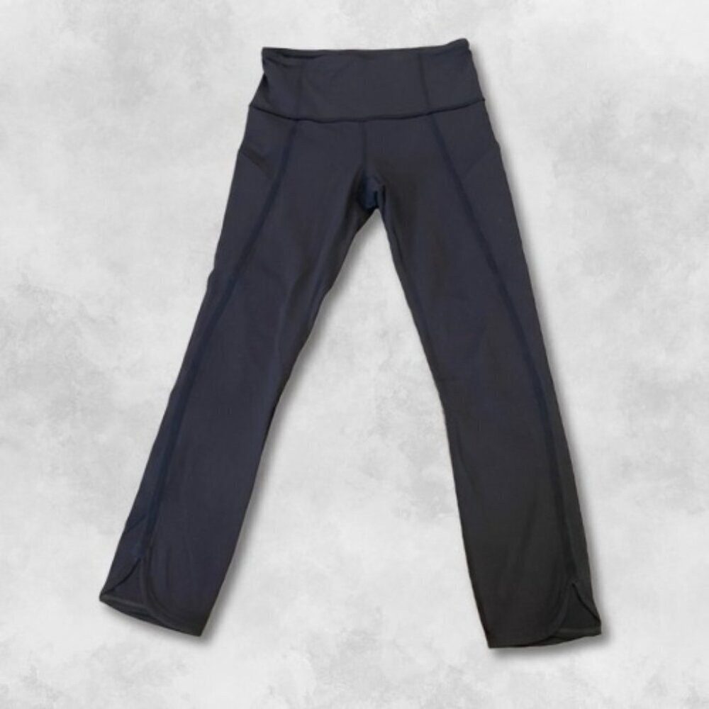 Lululemon High Waist Capri Leggings Back Pocket Stretchable Activewear Black W 4